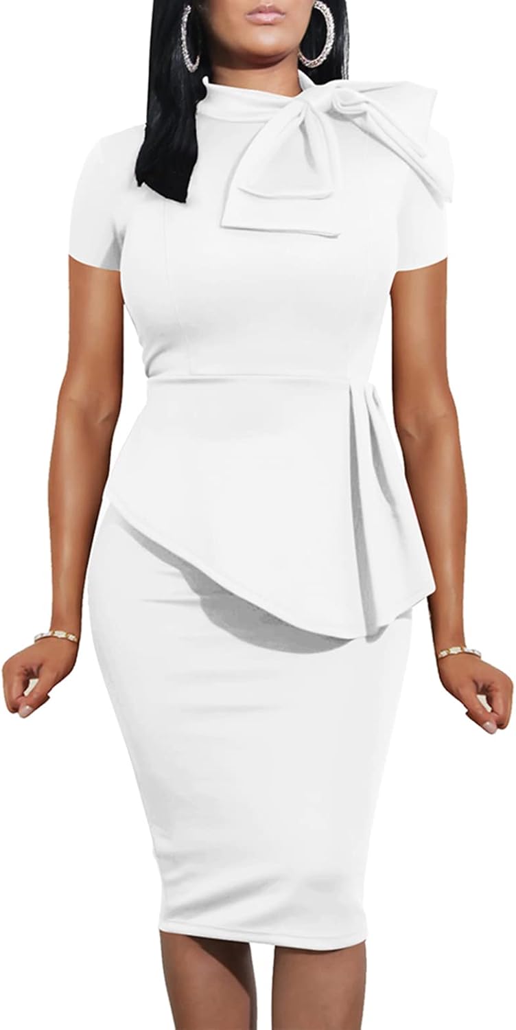 LAGSHIAN Women Fashion Peplum Bodycon Dress for Parties and Events