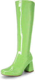 Women's Gogo Knee High Square Toe Chunky Wide Calf Boots - Classic