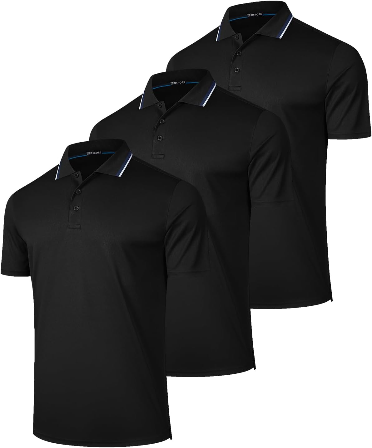 3 Pack Mens Polo Shirt Quick-Dry Athletic Top for All Occasions