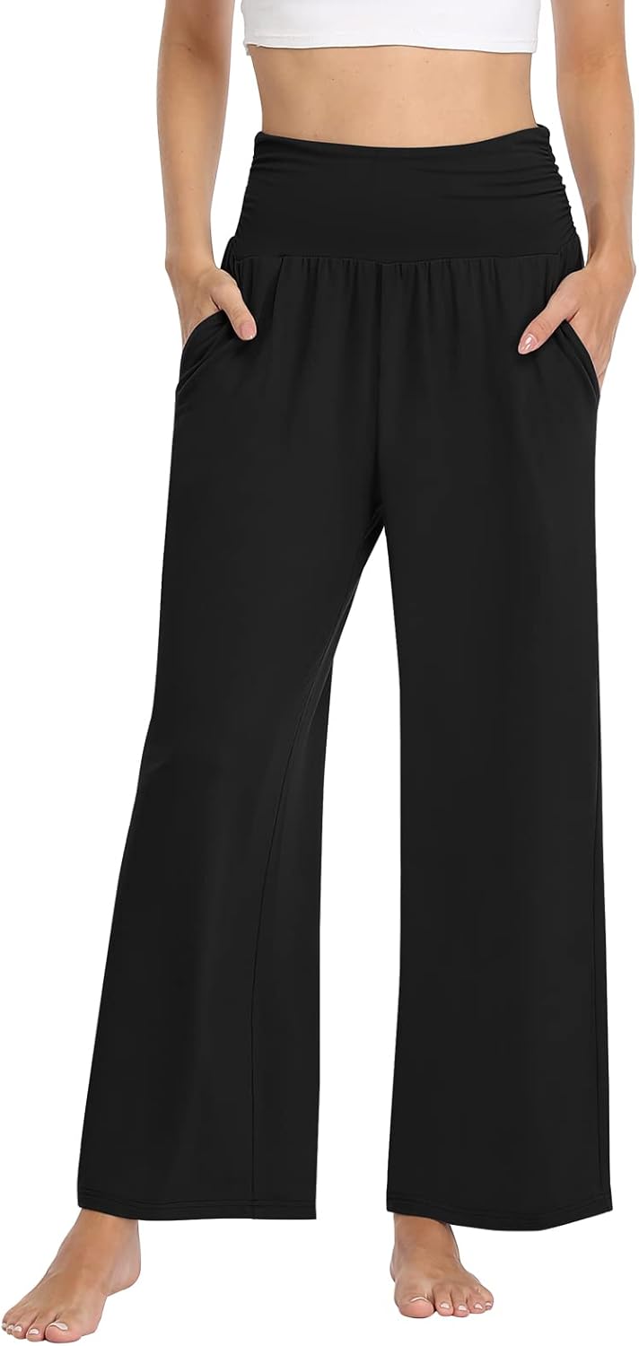 TARSE Flowy Wide Leg Yoga Pants - Comfy Lounge Style
