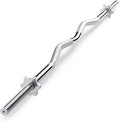 Marcy Threaded Chrome Steel Curl Bar with Collars - Comfortable Arm