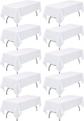 10 Pack White Tablecloth 60x126 in Rectangle Tablecloths - Durable Set