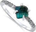 Real Raw Crystal Dainty Ring white Gold Birthstone - Gift (Style NZ8Z)