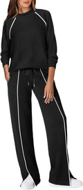 WIHOLL Lounge Sets for Women 2 Piece Wide Leg Pant Matching Set