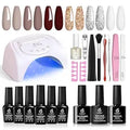 Beetles Gel Polish Starter Kit Burgundy Red 6 Colors - At-Home UV LED