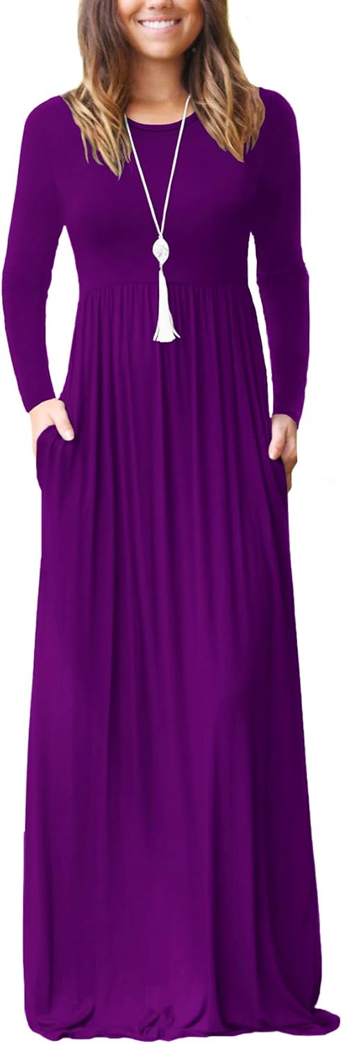 VIISHOW Women's Long Sleeve Maxi Dresses with Pockets for Casual Wear