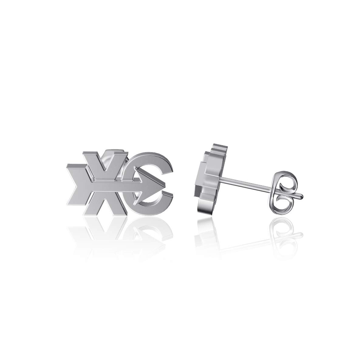 Cross Country Post Earrings - Sterling Silver Studs for Runners