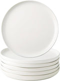 AmorArc Ceramic Dinner Salad Plates Set of 6 - Wavy Rim Matte White