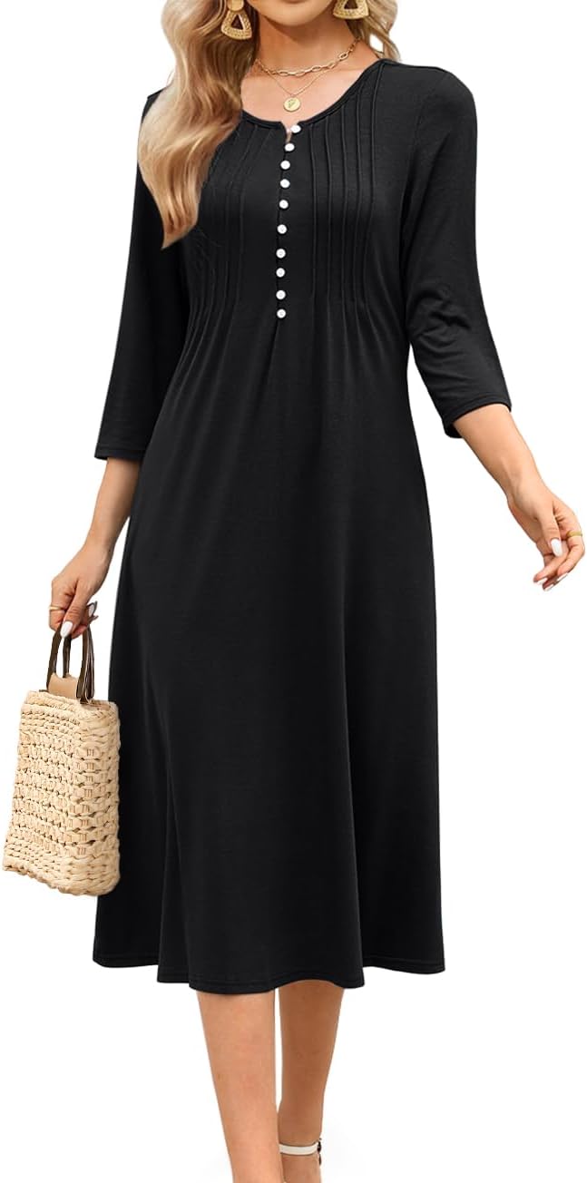 Soesdemo Long Sleeve Dress for Women with Pockets and Style