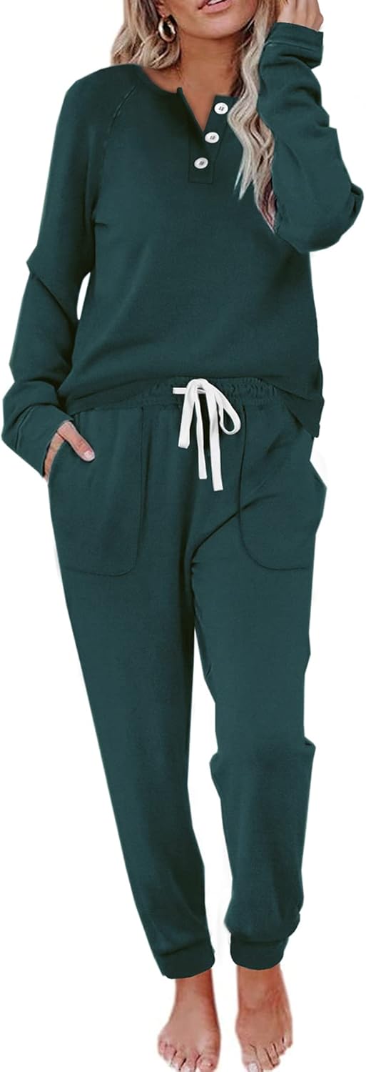WIHOLL Two Piece Outfits for Women - Cozy Lounge Set with Pockets