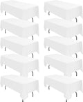 10 Pack Polyester Tablecloth 60 x 102 in White for 6 ft Tables