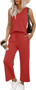 WIHOLL Two Piece Set for Women Summer Outfits - Comfortable V Neck