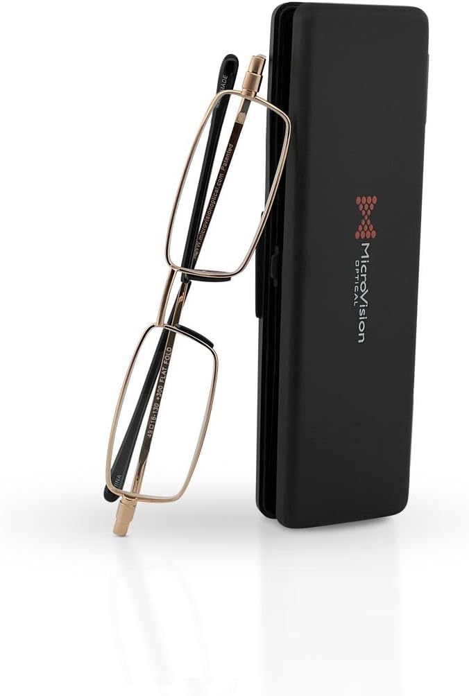 Flat Folding Reading Glasses with Compact Case for Travel