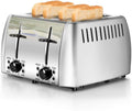 Toaster 4 Slice Stainless Steel Bagel Toaster - Extra Wide Slots