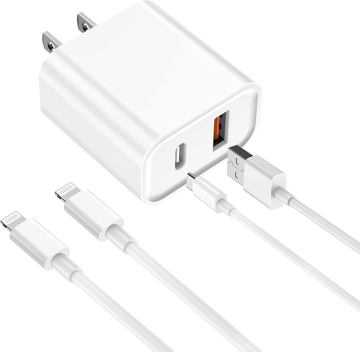 Apple MFi Certified 20W Dual Port Fast Wall Charger Set