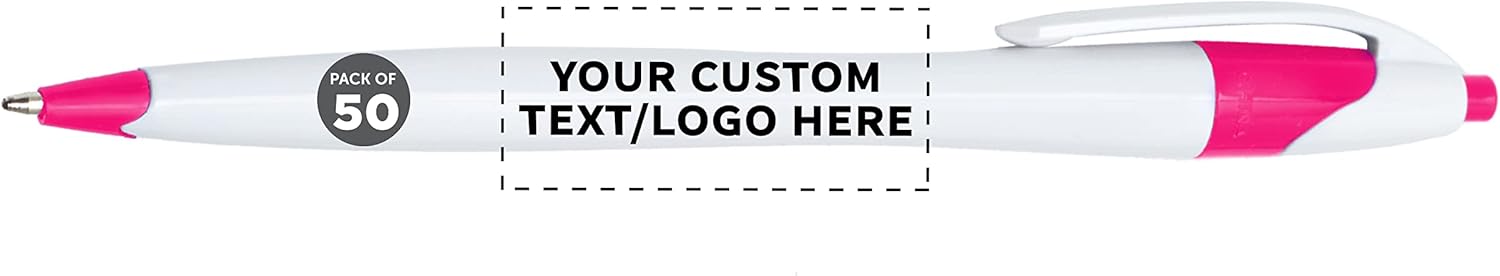 Custom Slim Curvy Ballpoint Pens Set of 50 for Office Use