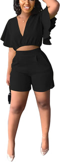 Fooullaide Womens Summer 2 Piece Outfit Set - Sexy Crop (Style CQB6)