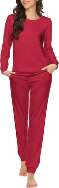 Ekouaer Womens Jogger Pajama Sets Long Sleeve Sleepwear (Style 5LVY)