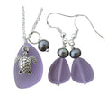 Magical Color Changing Purple Sea Glass Necklace and Earrings Set
