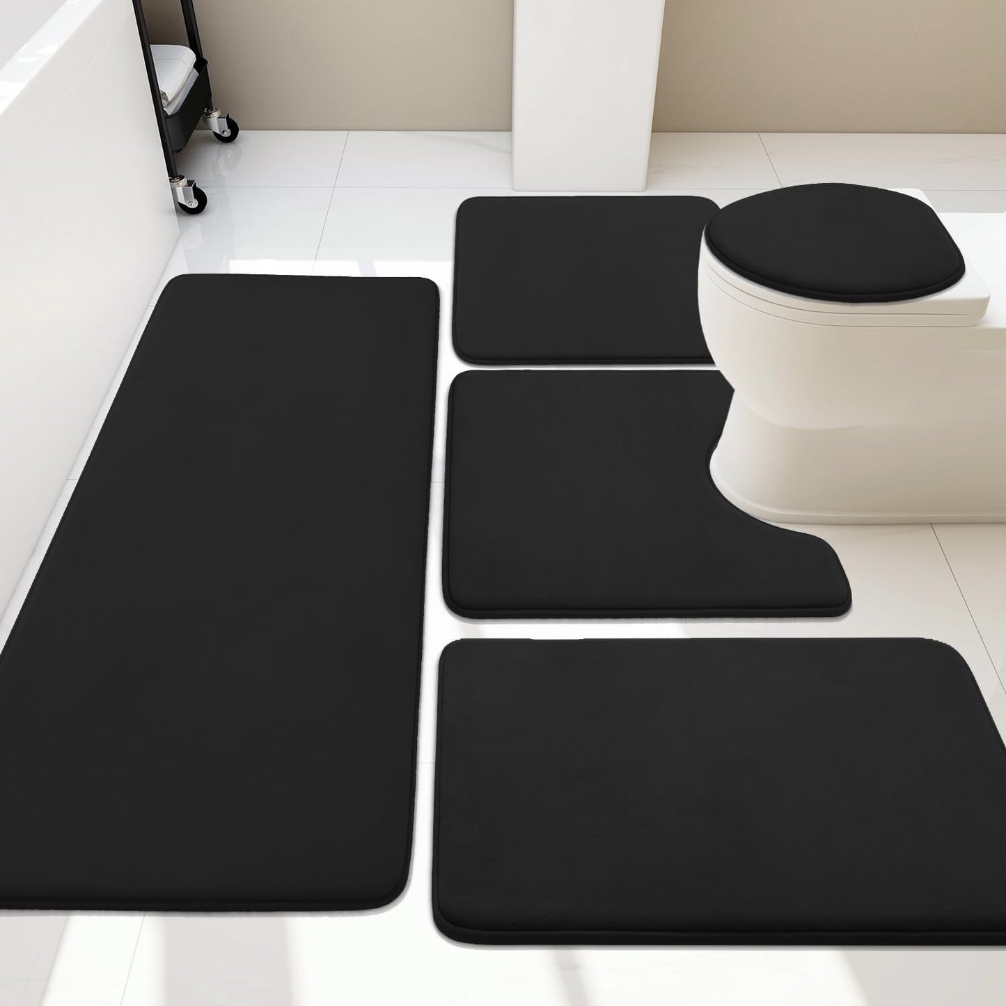 YIHOUSE 5 Piece Bathroom Rug Set - Super Absorbent Mats