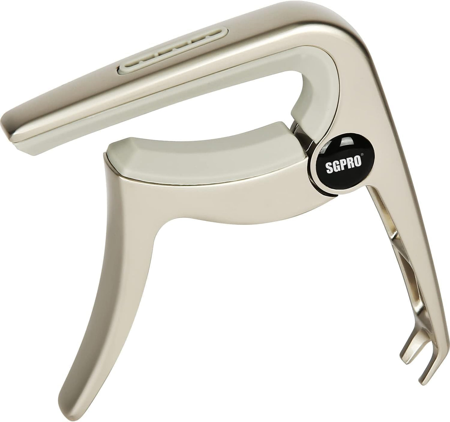 Pro 3-in-1 Guitar Capo: Pin Puller, Pick Holder - Hidden Spring, Silicone Pad (Champagne)