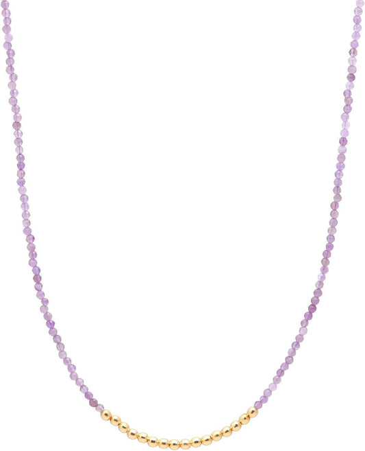 Gold Brass & Amethyst Beaded Necklace for Elegant Style
