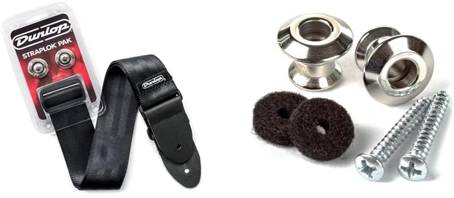 Dunlop SLST001 Straplok Pak: Nickel Dual Design Strap Set