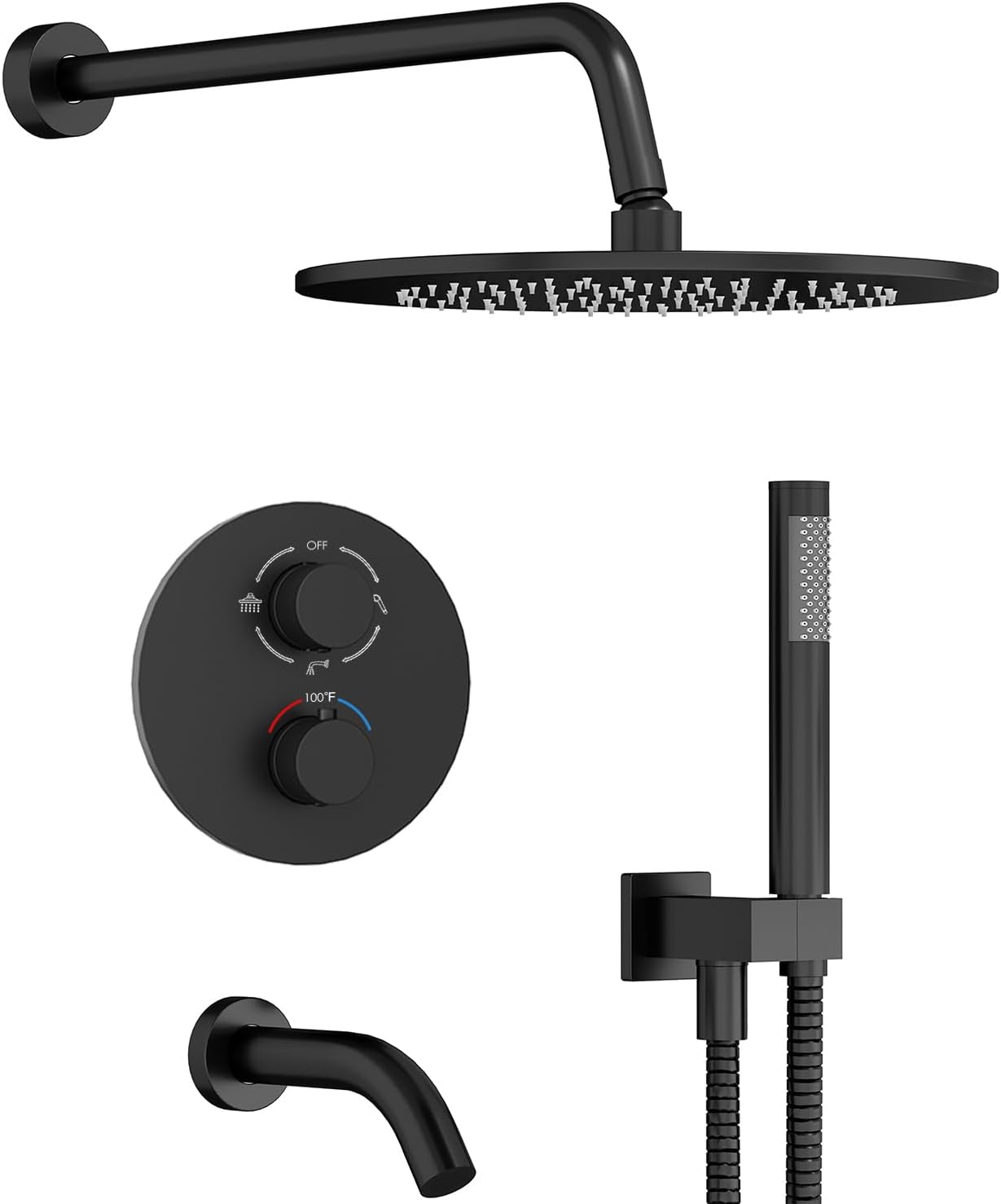 Gabrylly Thermostatic Shower System with 10-Inch Rain Shower Head