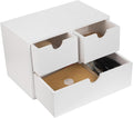Rustic Distressed White 3-Tier Wood Desk Organizer with 3 Drawers