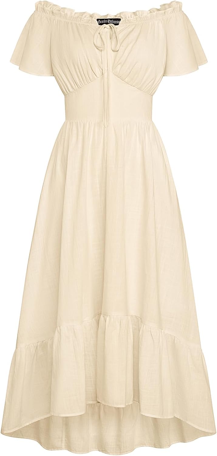Scarlet Darkness Renaissance Dress for Women Off Shoulder Flowy