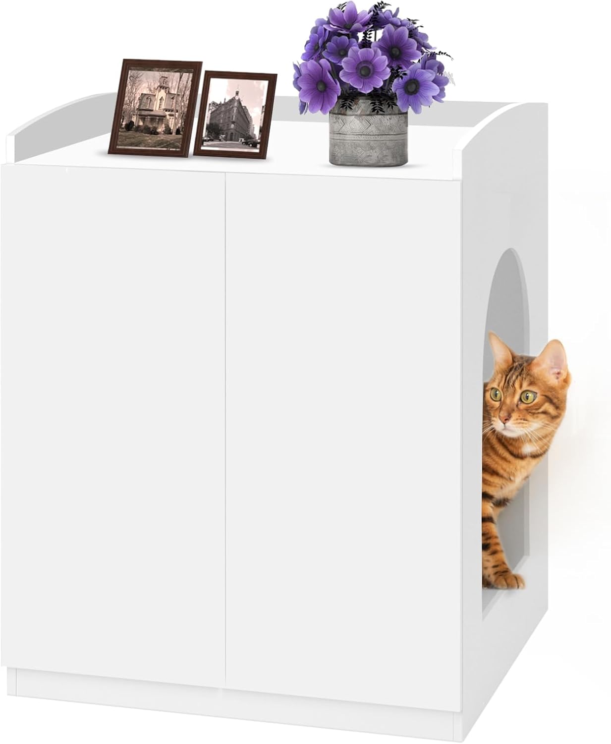 Self-Cleaning Litter Box Enclosure - White