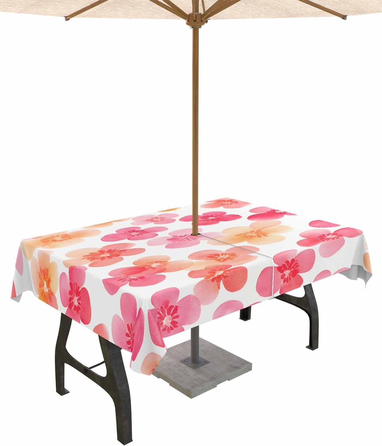 Spillproof Pink Flowers Tablecloth - For Romantic Outdoor Dining