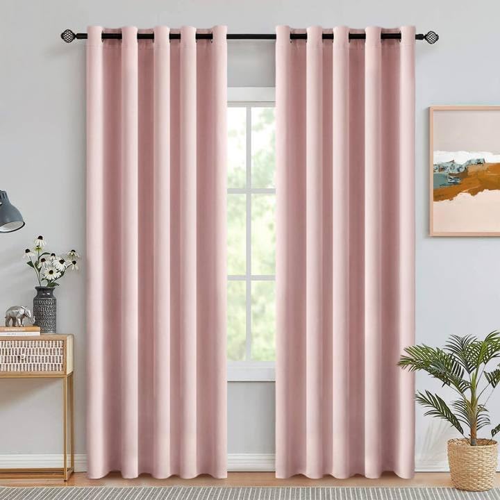 MIULEE Light Pink Room Darkening Curtains for Home Decor