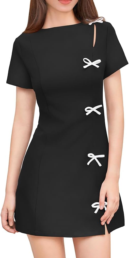 XXTAXN Women's Summer Boat Neck Short Sleeve Mini Dress Review
