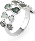 925 Sterling Silver Polki Diamond Ring - Plain Blue Slice Boho