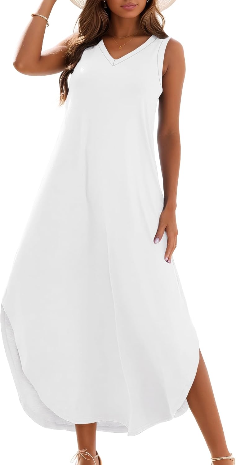 Zilcremo Women's Summer Casual Loose Sundress Maxi Dress