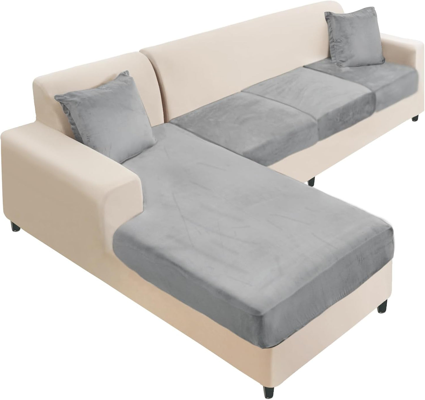 NAISI Sectional Couch Cover 4 Pieces Velvet Slipcovers for Sofa
