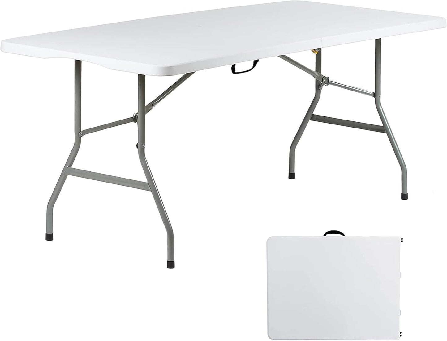 6 Foot Folding Table for Indoor Outdoor Use, Heavy Duty Utility