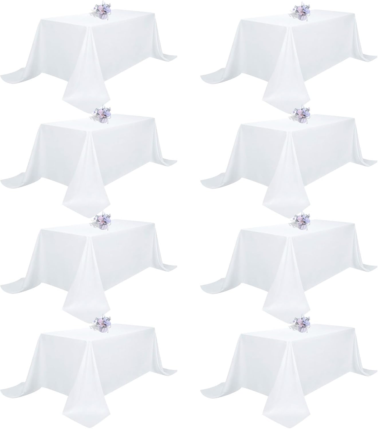 8 Pack White Table Cloths for 6 Foot Rectangle Tables - Durable