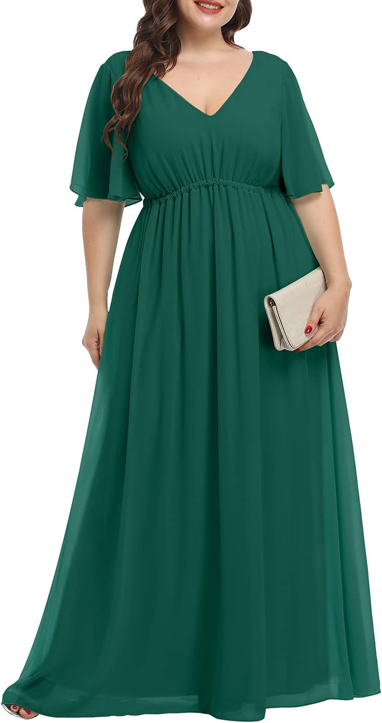 Elegant Plus Size Chiffon Long Maxi Dress for Weddings