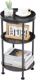 Small Round Side Table for Small Spaces - 3-Tier Slim Accent Table
