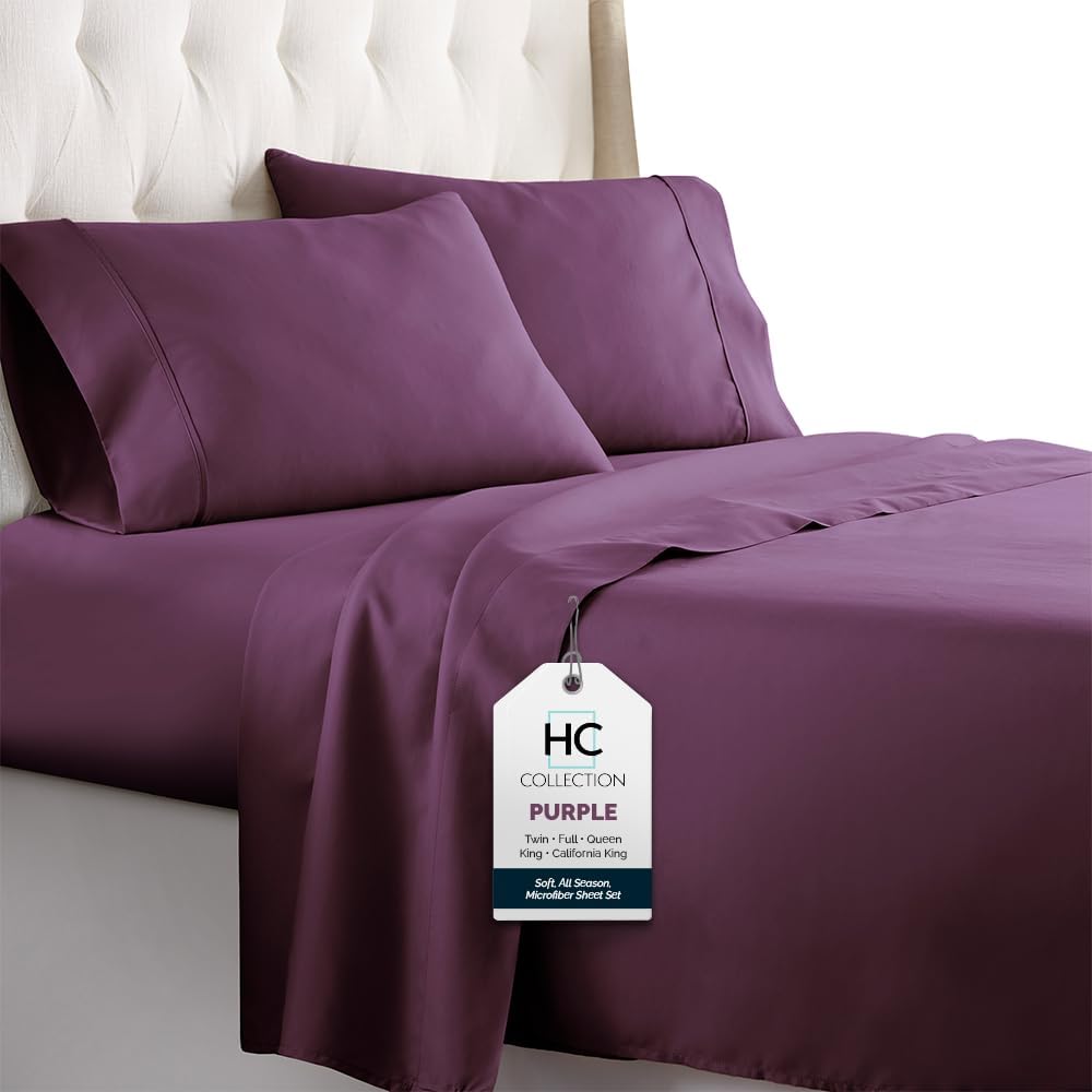 HC COLLECTION Bed Sheets Set King - Luxury Microfiber Bedding