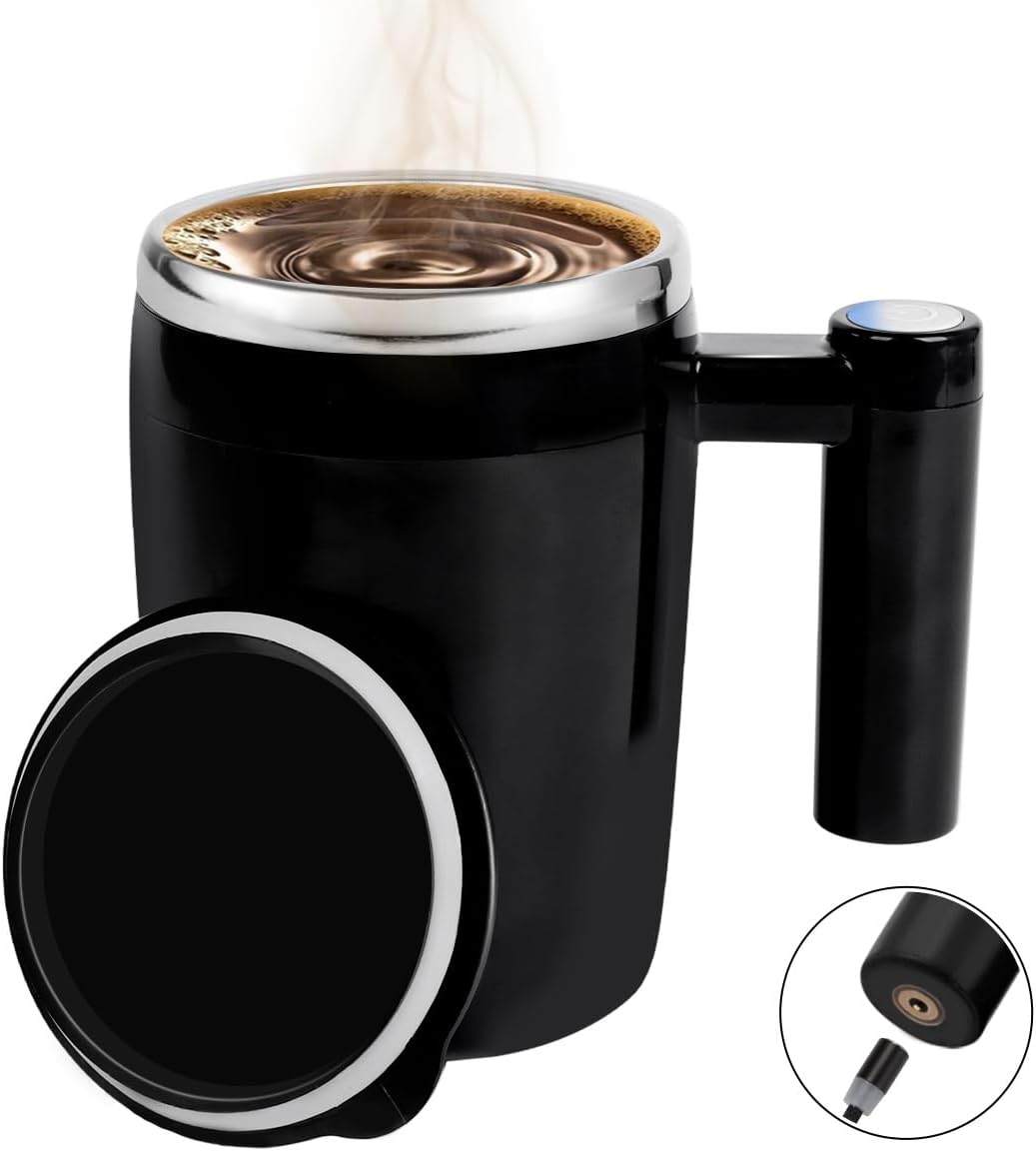 Self-Stirring Coffee Mug, Rechargeable Automatic Mixer, Travel-friendly 14 oz Cup