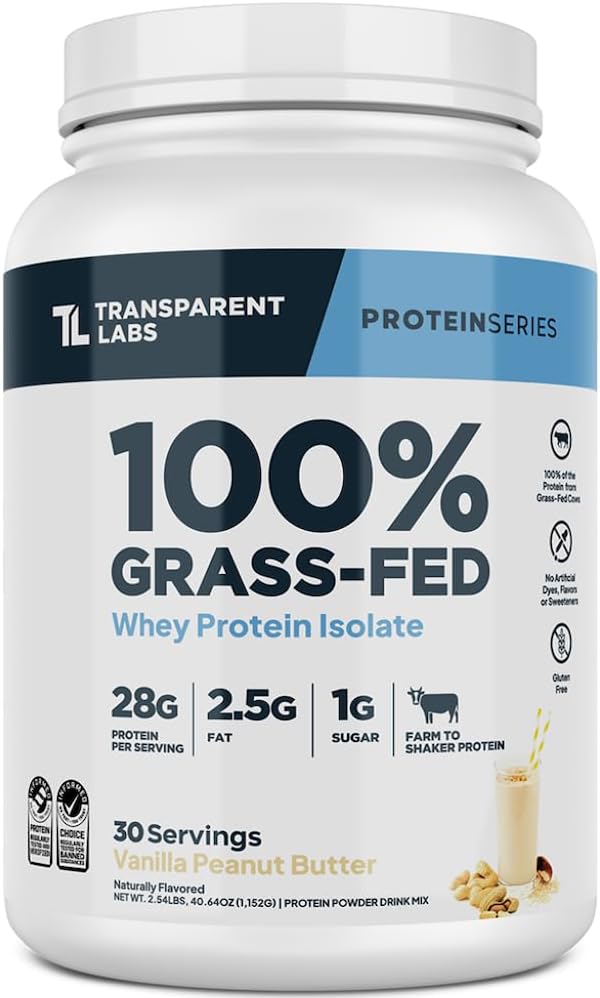 Transparent Labs Grass-Fed Whey Protein Isolate - 28g Protein