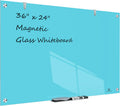 Glass Dry-Erase Board 36 x 24 in Frameless Magnetic Whiteboard