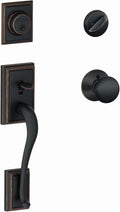 Addison Trim Front Entry Handleset with Plymouth Knob in Aged Bronze