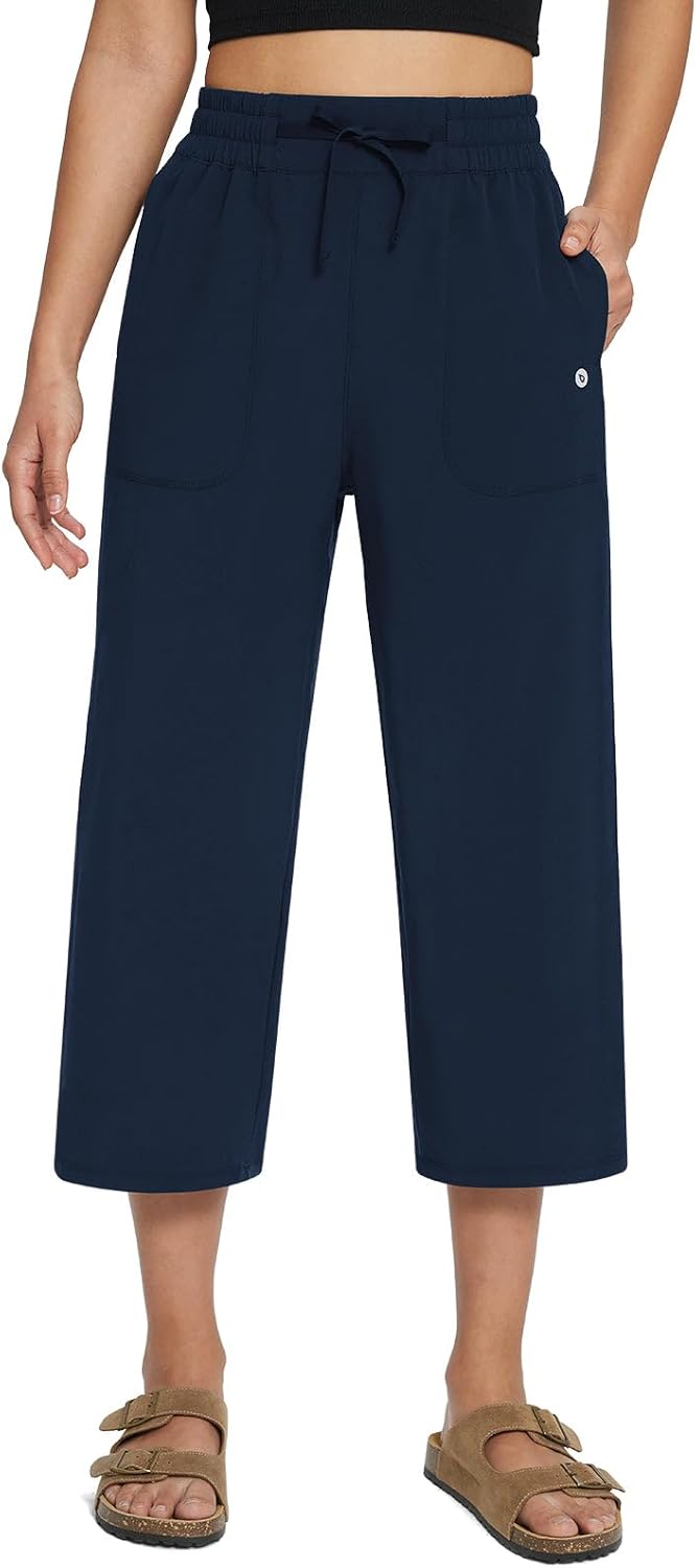 baleaf Women's 21in Wide Leg Capris for Athletic Casual Wear
