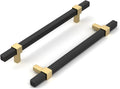 goldenwarm 10 Pack Black and Gold Cabinet Handles 7-1/2in Hole Center