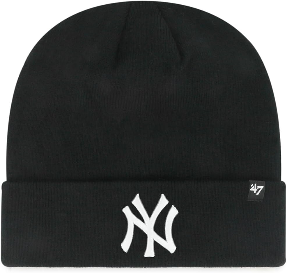 47 New York Yankees Black Raised Cuff Knit Beanie for Fans