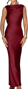 Memoriesea Women's Elegant Sleeveless High Neck Maxi Dress Formal